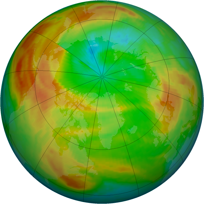 Arctic ozone map for 19 April 1997